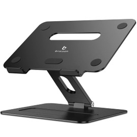 brocoon Laptop Stand | Adjustable Ergonomic Riser for Desk, Aluminum Computer Holder with Heat Vent, Fits 10–17" Laptops, Dark Black