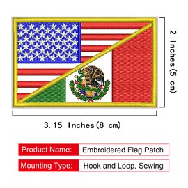 EmWoot 2PCS American Mexican Flag Patch Embroidered Morale Patch Military Tactical Patches Hook and Loop Applique Fastener