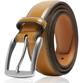 Genuine Leather Dress Belts For Men - Mens Belt For Suits, Jeans, Uniform With Single Prong Buckle - Designed in the USA - Gifts For Men