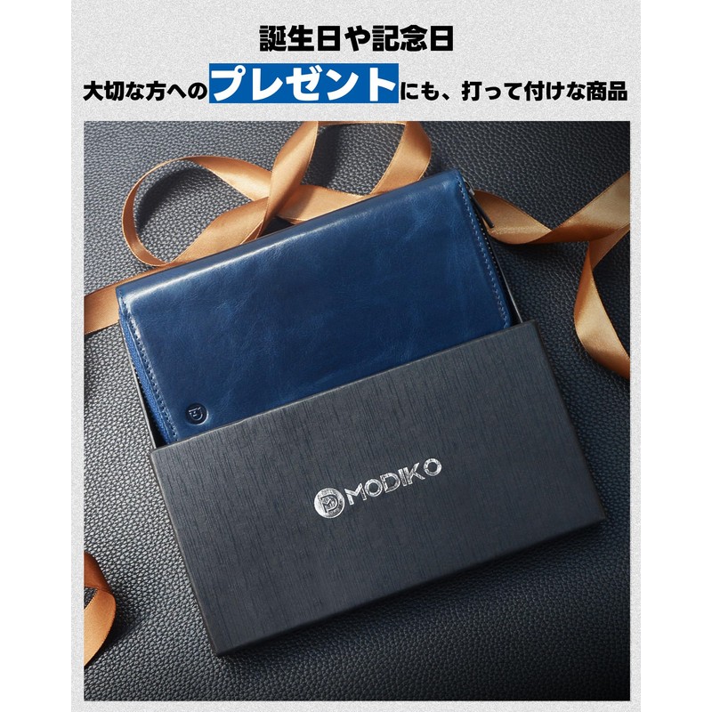 Modiko Men’s Long Wallet, Himeji Leather, Genuine Leather, Made in