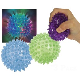 Pack of 10 Spike led ball| flashing balls for babies |flashing dog ball |light up ball |fidget toy |sensory balls |flashing bouncy ball ,light up disco ball |squeezy spiky ball toy