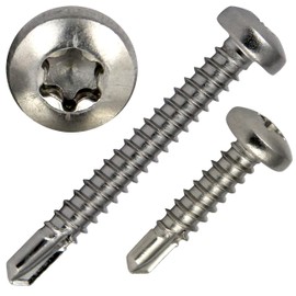 PROTECH Pack of 100 Self Drilling Screws 4.8 x 19 mm DIN 7504 Stainless Steel A2 V2A Rustproof Form M Torx Tapping Screws Pan Head Screw