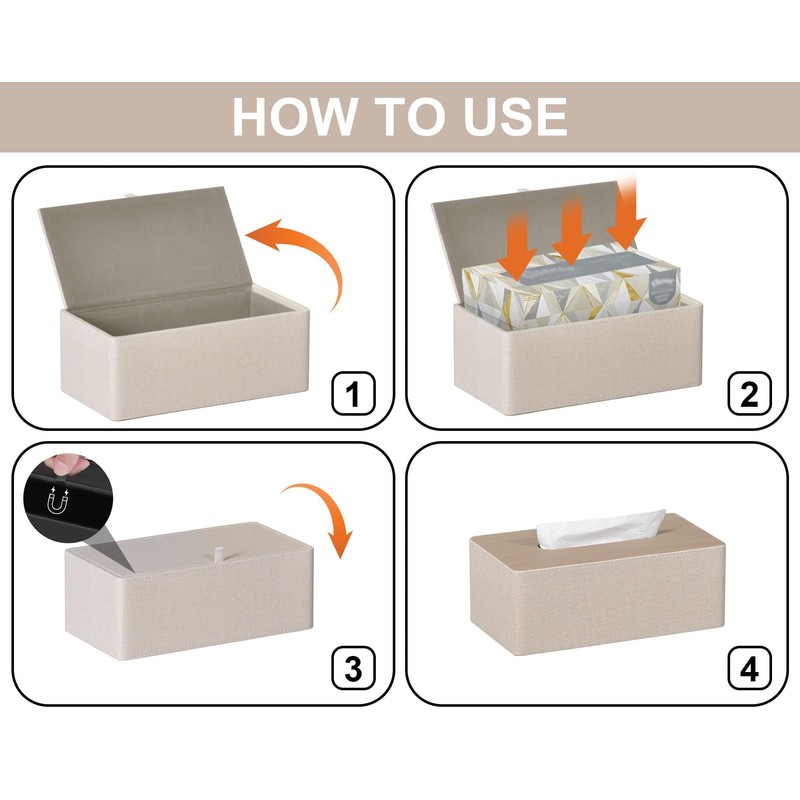 Tissue Box Cover Rectangular PU Leather Facial Tissue Dispenser Box
