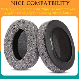 TaiZiChangQin Upgrade Ear Pads Ear Pads Replacement Compatible with HyperX Cloud (CloudX) Flight/Cloud Flight S Gaming Headphones Fabric Ear Pads