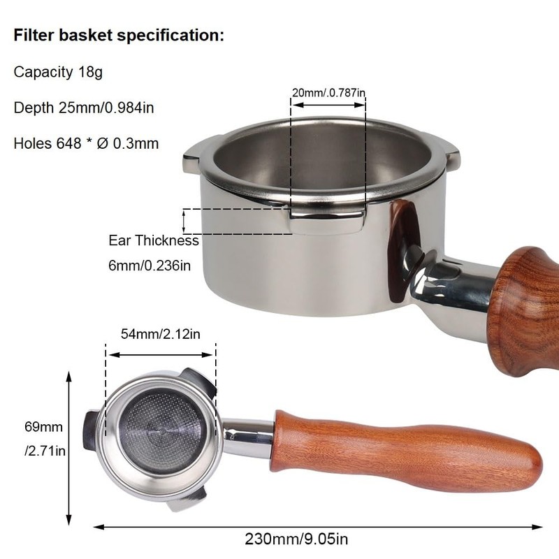 CAPFEI Bottomless Portafilter 54 mm Compatible with Sage/Breville Barista Express,