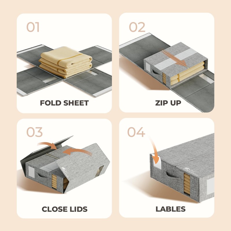 4Pack Sheet Organizers for Linen Closet - King/Queen Size Bedding