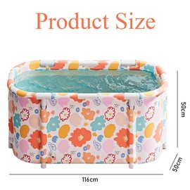 Portable Bathtub Foldable Bathtub Folding Freestanding Bathtub Spa Bath SPA Tub Soaking for Adults Collapsible Tub for Bathroom Hot Ice Bath (Flowers)