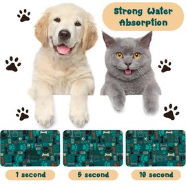 Dog Food Mats for Floors Waterproof, Dog Cat Water Bowl Mats Pet Feeding Absorbent Mat Dog Cat Pet Placemats for Food and Water Green 12 * 20 inch