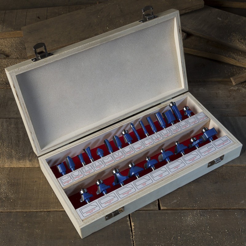 Router Bit Set- 24 Piece Kit with ¼” Shank and