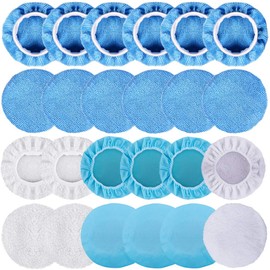 SIQUK 24 Packs Car Polisher Pad Bonnets 5 to 6 Inch Polishing Bonnet with 12 Packs Microfiber Bonnets 4 Packs Waxing Bonnet 6 Packs Non-Woven Buffing Bonnet and 2 Packs Cotton Bonnet