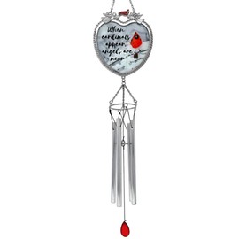 BANBERRY DESIGNS Memorial Wind Chimes - When Cardinals Appear Angels are Near - Red Cardinal Windchimes with a Remembrance Saying Death of a Loved One Family Member