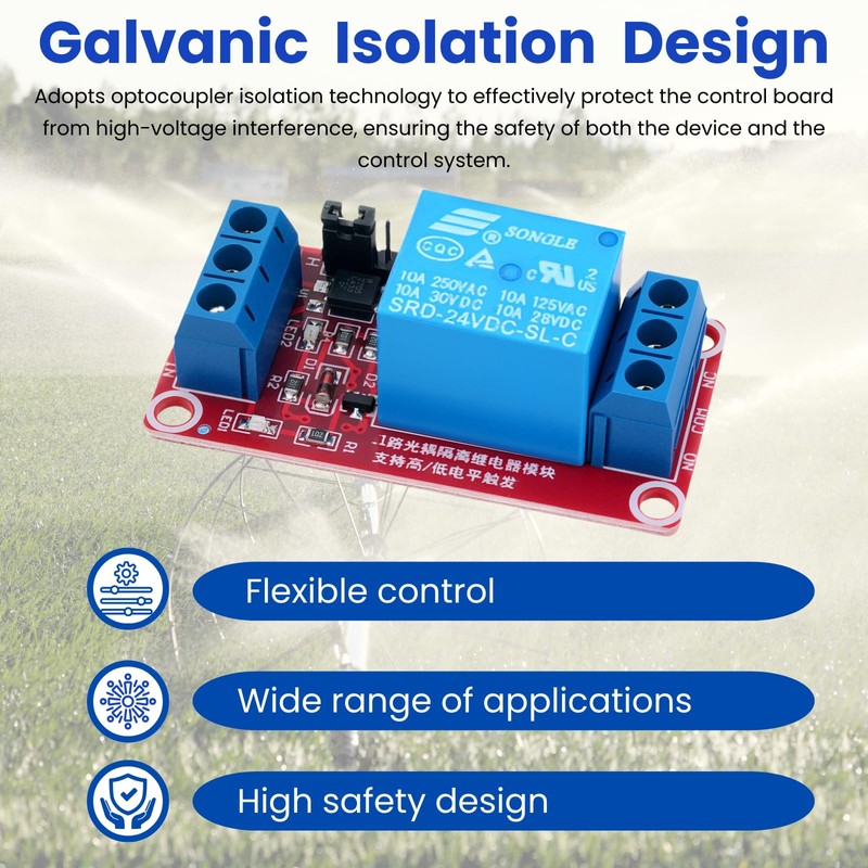 LAOMAO 24V 1-Channel Relay Module, 250VAC/10A, Optocoupler Isolation, High/Low Level