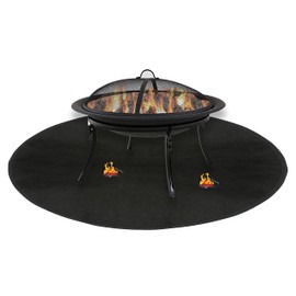 Heavyoff Round Fire Bowl Mat - Fireproof Heat Resistant Fire Pit Pad for BBQ Grills, Floor, Patio, Lawn, Camping, Deck Protector - Black, 30 Inches / 76 cm