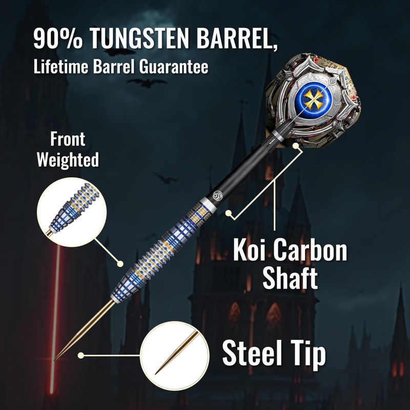 Future Knights Darkstar Steel Tip Dart Set-90% Tungsten Professional Darts