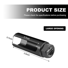 DXNQ Oxygen Sensor Socket with Side Wire Cutout, 1/2" Drive by 7/8" 6-Point O2 Sensor Wrench Removal Tool with 1/2" L-Shaped Extension Bar, Chromed-Vanadium Steel O2 Sensor Socket (Large Opening)