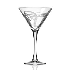 Rolf Glass Palm Tree Martini Glass - Stemmed 10 ounce Martini Glasses - Lead-Free Glass - Diamond-Wheel Engraved Cocktail Glasses - Made in the USA (Set of 4)