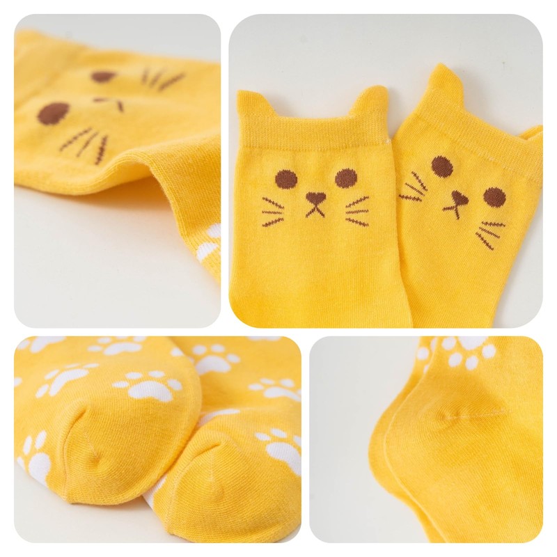 Mikitutu 5 Pairs Women's Cat Socks, Funny Animal Paw Print