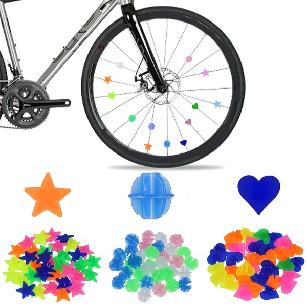 Pack of 218 Colourful Bicycle Spokes Decorations Children's Bicycle Reflective Spoke Clicker Bicycle Accessories Wheel Spoke Beads for Children's Bicycle Children Bicycle Accessories Reflective Spoke