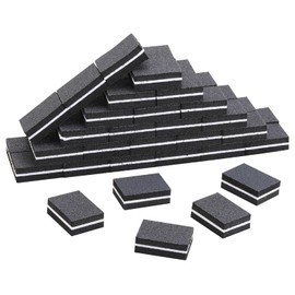 50 Pcs Mini Nail Buffer Blocks 180/100 Grit Sandwich Nail Buffer Washable for Nail Care(Black)