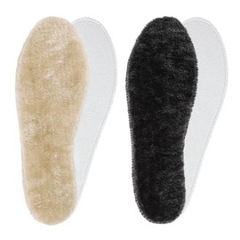 Riemot 2 Pairs of Lambswool Insoles, Lambskin Soles, Warm Insoles, Winter Shoe Insoles, Women, Men, Replacement Fluffy Soft Soles, Grey & Beige