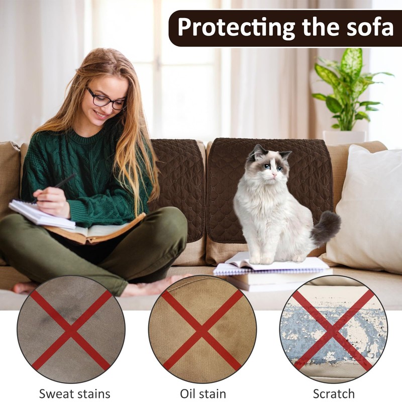 Foppla Sofa Headrest Cover 3 Pieces Soft Polyester Headrest Protector