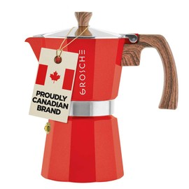 GROSCHE Milano 6 Espresso Cup, 9.3 oz Red Stovetop Espresso Maker - Italian Moka Pot