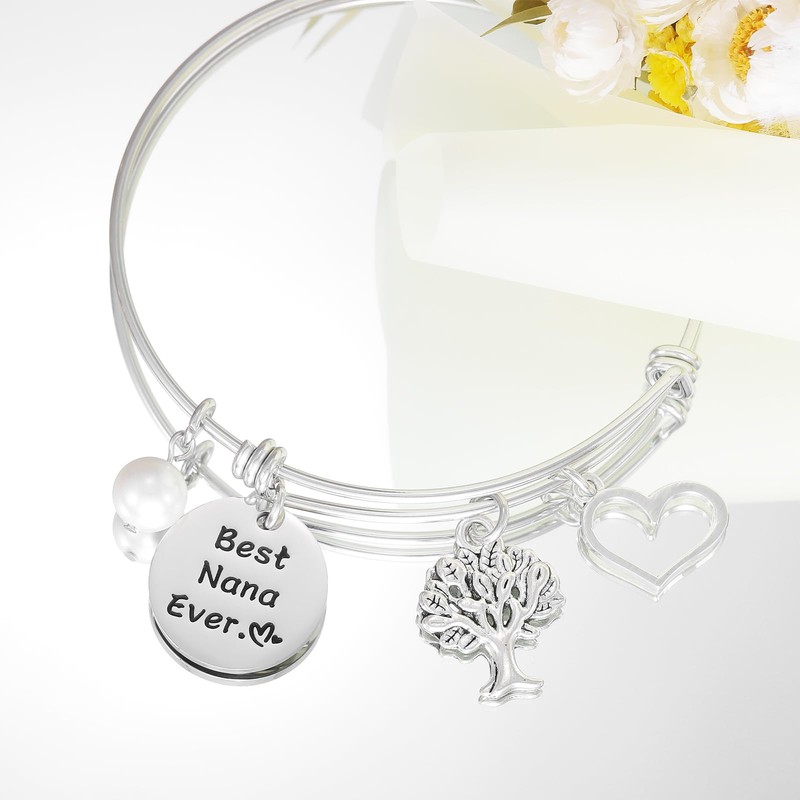 Kivosliviz Best Nana Ever Bracelet Birthday Gift for Nana Expandable