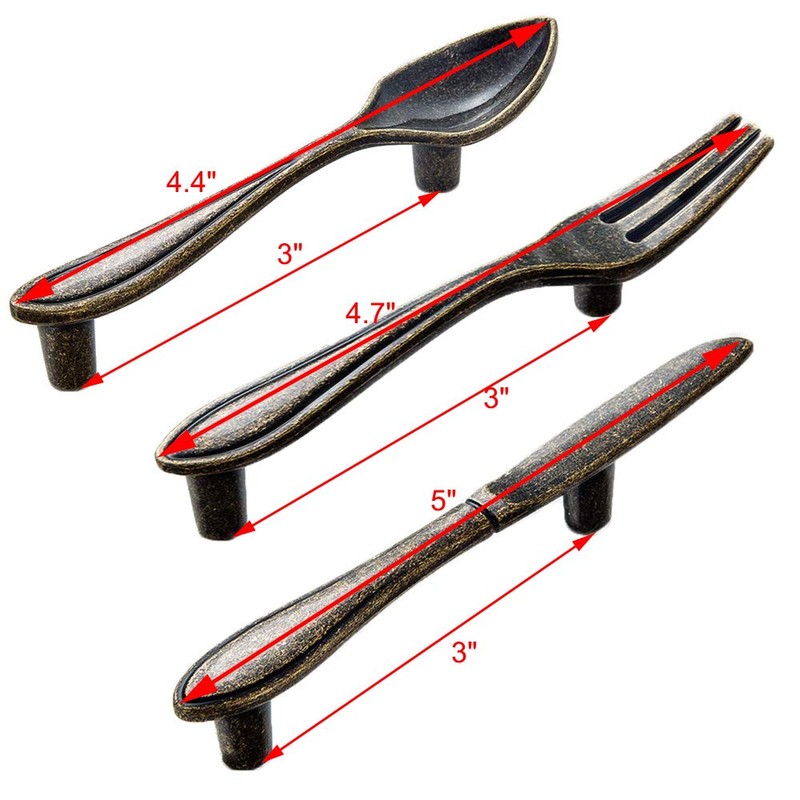 CENGOOD 3-Pack Cabinet Pulls Spoon Knife Fork Shape Door Handles
