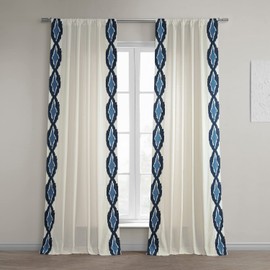 HPD Half Price Drapes Bordered Solid Cotton Curtains for Bedroom & Living Room 50 X 84, DTCC-SB220612-84 (1 Panel) Sorong Blue