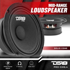 DS18 PRO-GM6.4PK Mid and High Complete Package - Includes 2X Midrange Loudspeaker 6" and 2X Aluminum Super Bullet Tweeter 1" Built in Crossover - Door Speakers for Car or Truck Stereo Sound System