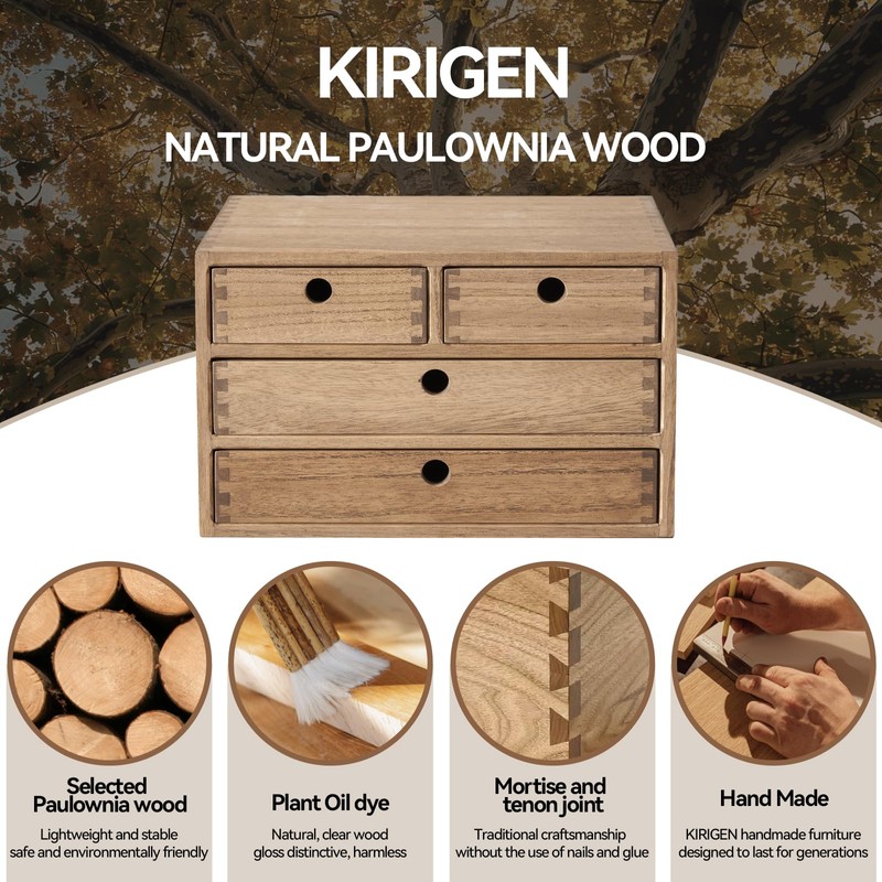 Kirigen Wood Desktop Storage Cabinet/Workspace Document Office necessity Organizer with