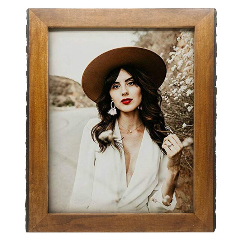 IKEREE 11x14 Rustic Picture Frames with Bark Edges, Wood Photo