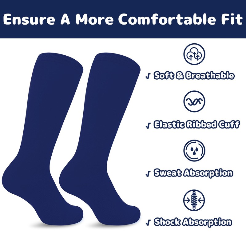 Toddler Baseball and Soccer Socks for Kids - Boys Navy