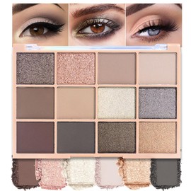 Neutral Smokey Eye Shadow Palette,Nude Silver Gray Black Cream Eyeshadow Palette,Make Up Pallets for Women Highly Pigmented Natural Eyeshadow for Eyes Long Lasting Naturing-Looking,Blendable,Vegan