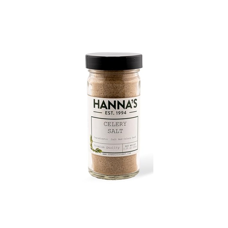 Hanna's Celery Salt, Premium Quality, 4 fl oz Glass Jar