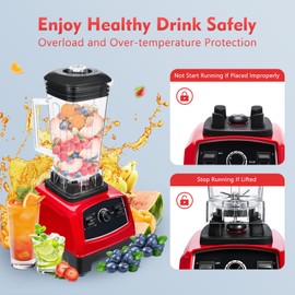 3HP Professional Heavy Duty 2L High Power Commercial Blender Mixer Juicer Smoothie Maker, 2200W Red