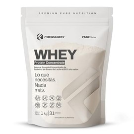 FORZAGEN PURE SERIES | Grass-Fed Whey Protein Concentrate 80% | Proteína Suero de Leche |1kg (31 Serv) | Sin Sabor | Solo 1 Ingrediente | Clean Label | Sin Gluten, OGM ni Hormonas rBGH/rBST.