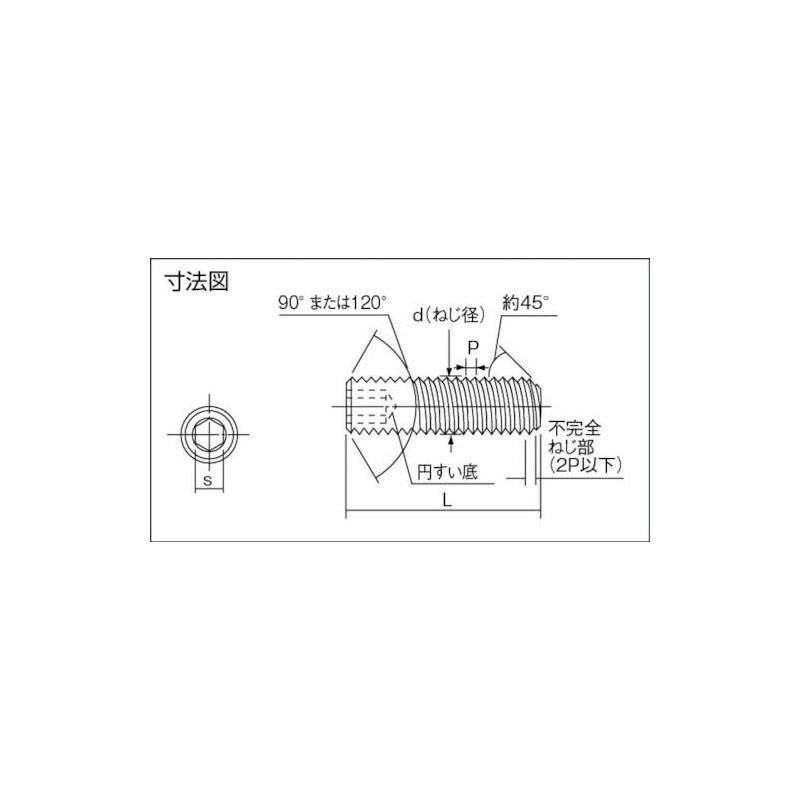TRUSCO(トラスコ) 六角穴付止めネジ ステンレス製 くぼみ先 径6×長さ12mm 38本入 B45-0612