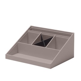 Rössler SOHO Desk Organiser, Multifunctional Desk Accessories with 6 Compartments, Ideal as an Office Organiser, Pen Holder or Organiser System, Space-Saving and Hand-Glued, Colour: Taupe