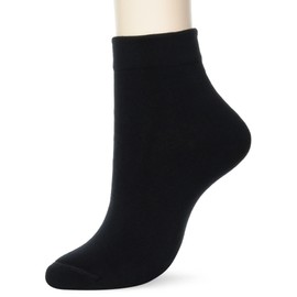 Gunze SBS91 Women's Sabrina, Cotton Blend, Crew Length, Full Pile Weave on the Skin Side, Black