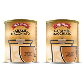 Caffe D’Vita Caramel Macchiato - Coffee Caramel Macchiato, Caramel Instant Coffee, Latte Mix, Gluten Free, No Cholesterol, No Hydrogenated Oils, Kosher-Dairy, Caramel Macchiato Coffee - 1 Lb Can, 2-Pack