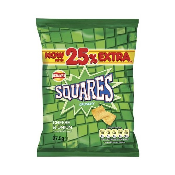 Walkers Squares Cheese & Onion Flavour 32 x 27.5g