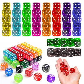 50PCS Classic Gaming Dice Set(14mm) for Board Games and Tabletop Games, 6 Sided Dice Set - 10 Translucent Colors for Math Teaching & DIY Crafts