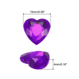 sourcing map 40 Pcs Acrylic Heart Rhinestone 15mm Flat Back Plastic Gems Jewelry Stickers for Craft Bead Face Painting Costume Jewelry Making, Dark Purple
