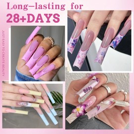 Cycullinyt 504Pcs No C Curve Nail Tips, 3XL Extra Long Half Cover Clear Acrylic Nail Tips Straight Tapered French Fake Press on for Manicure Salon DIY at Home 12 Sizes