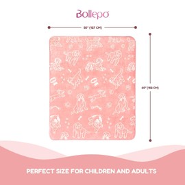 Glow in The Dark Throw Blanket, Soft Fuzzy Plush Fleece Blanket for Boys, Girls, Teens and Toddlers, Birthday Gift, Large 50" X 60" (Pink - Puppies)