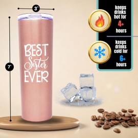 Best Sister Gifts - Sister Coffee Cup Tumbler - Great Travel Cup Gifts for Sisters from Sister, Brother for Christmas, Birthday