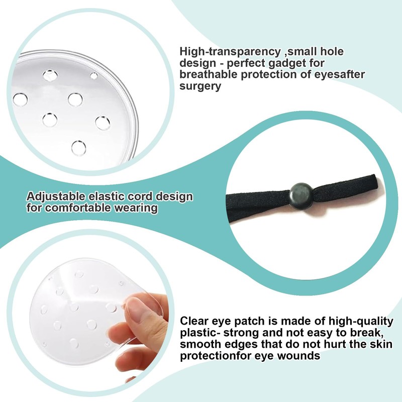 FSJLT 2pcs Clear Eye Shield After Cataract Surgery, Transparent Plastic