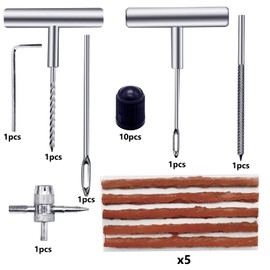 Wieat Tyre Repair Kit for Car, 42 Pcs Tyre Puncture Repair Kit, Emergency Tubeless Tyre Repair Kit with Storage Box, Flat Tyre Plug Tire Repair Tools for Cars Motorcycles Truck Jeep Tractor Trailer