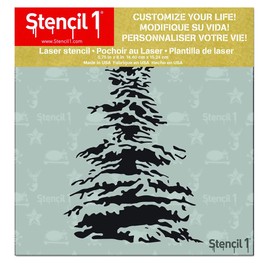 Stencil1 Snowy Pine Stencil - Premium Quality Durable & Inspired Designs Perfect for Winter Holidays & Christmas - Decor on Walls Fabric & Furniture Recyclable Art Craft - 5.75" x 6"